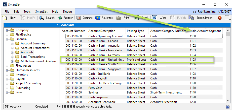 SmartList Window Verify Posting Type for Year End Close - Dynamics GP