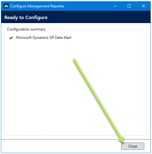 Screenshot of confirmation of successful configuration.