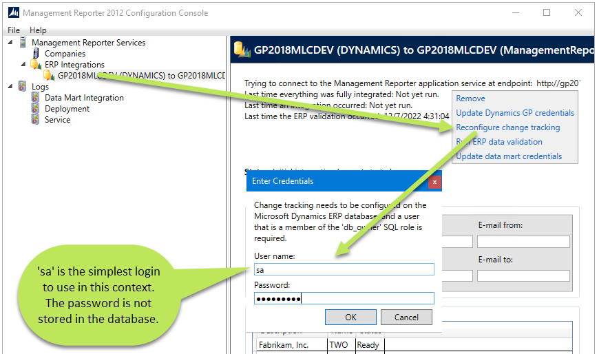 How to Reconfigure Change Tracking in Management Reporter's Configuration Console.