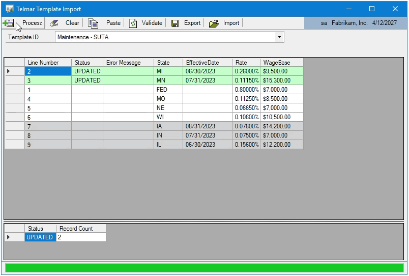 Using the TTI to update SUTA rates
